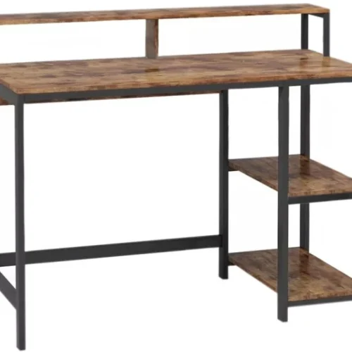 Anchor Computer Laptop Desk with Monitor Stand Home Office Metal Leg Frame Multipurpose Table – Brown, Black
