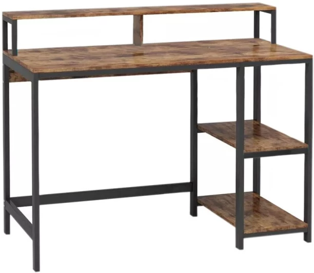 Anchor Computer Laptop Desk with Monitor Stand Home Office Metal Leg Frame Multipurpose Table – Brown, Black