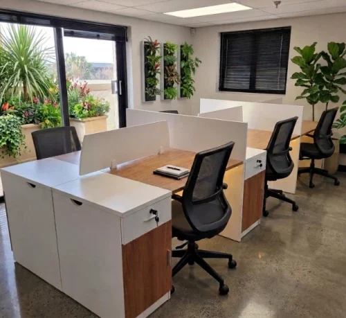 GOF Furniture Merge 6-Seater Open-Plan Workstation + 6x Altus Office Chair — Complete Office Bundle Study Table – BEIGE , WHITE, Chair Included