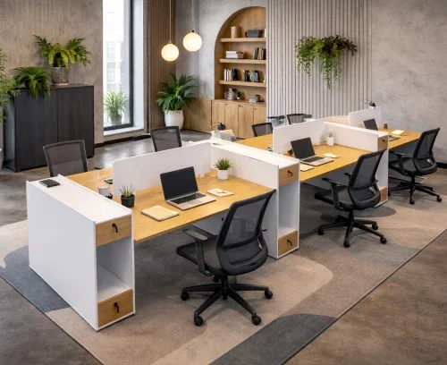 QandAHome Apex 6-Seater Executive Workstation Office Table – Multi Colour