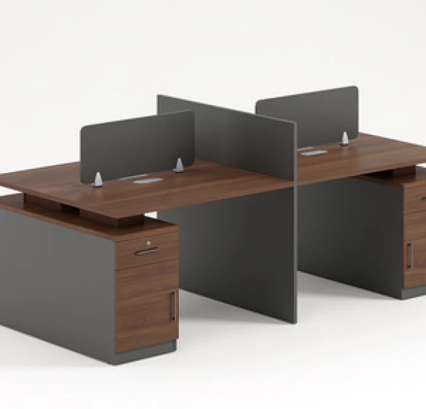 kc furn Cameron 4 Person Desk Office Table – Walnut - Image 2