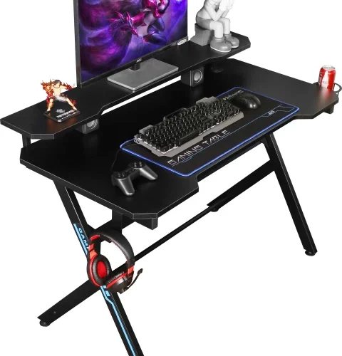 VX Gaming Donahue with Headphone Hook Gaming Desk – Black