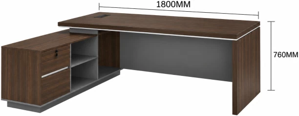 HOD Deluxe-Mono 1.8m L-Shaped Modern Executive Desk Office Table – Brown, Grey - Image 2