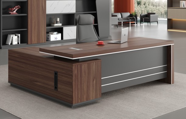 HOD Deluxe-Mono 1.8m L-Shaped Modern Executive Desk Office Table – Brown, Grey - Image 3