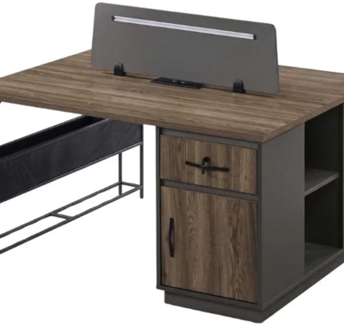 Decorum & Co Dual Sided Office Desk Office Table – Brown with dark contrasting details