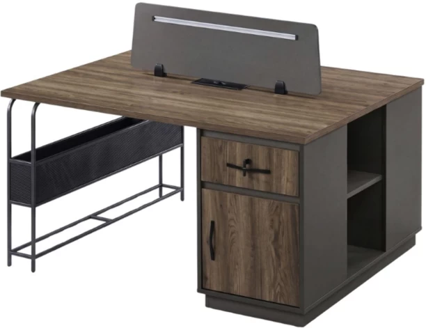 Decorum & Co Dual Sided Office Desk Office Table – Brown with dark contrasting details
