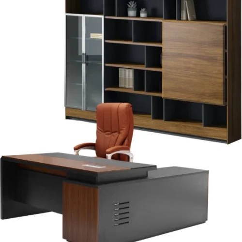GOF Furniture Executive Office Trio-3 Office Table – Brown, Chair Included
