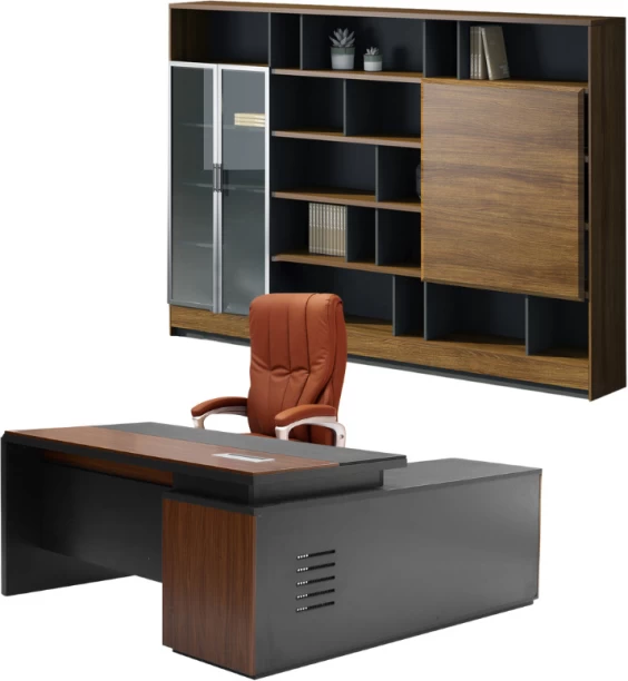 GOF Furniture Executive Office Trio-3 Office Table – Brown, Chair Included