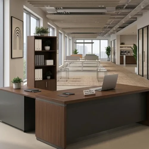 HOD Horizon 1.8m L-Shaped Office Desk Office Table – Grey, Brown