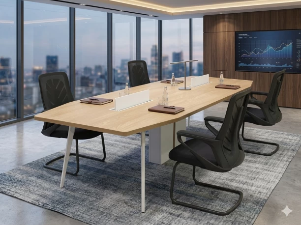 GOF FURNITURE HT669 & D2206 Boardroom Table with Four Akin Office Chairs Conference Table – OAK