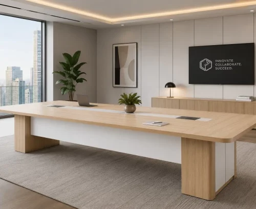 HOD Linear Core 3.2m White Executive Boardroom Conference Table
