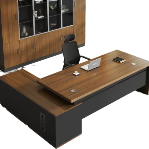 HOD Luna L-Shaped 1.6m Office Desk Office Table – Brown