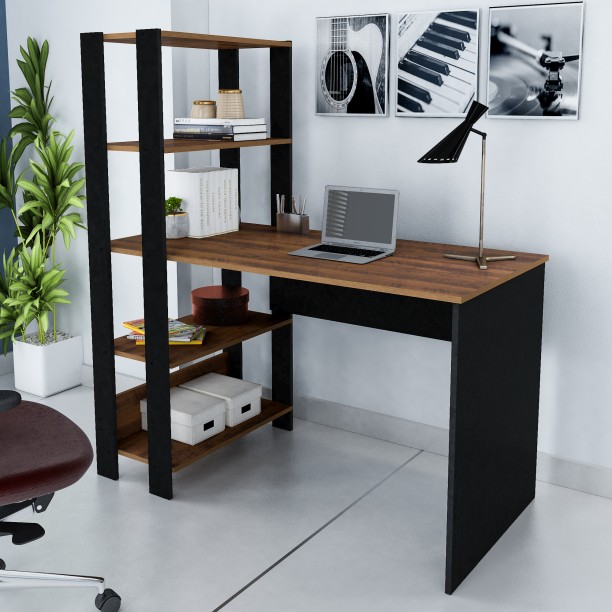 Click Furniture Match Black and Rustic Desk Office Table – Rustic black - Image 4