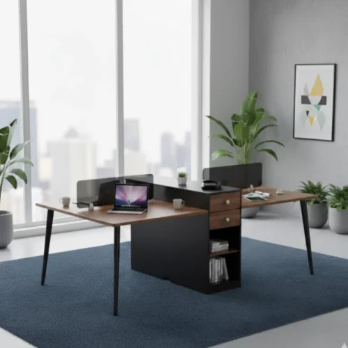 QandAHome Olympus 2,7m Office Table β Grey and Brown