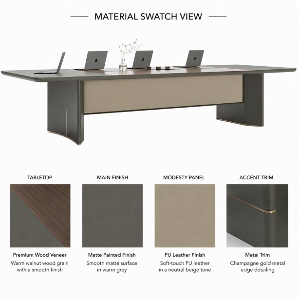 Faith Work Furnishings Phil 2.4m Boardroom Table Conference Table – Natural - Image 2