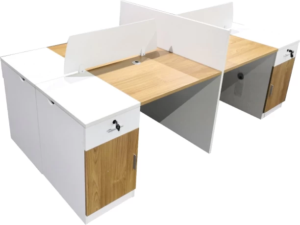 GOF Furniture TC-12524-4 Workstation Office Table – OAK, White - Image 2