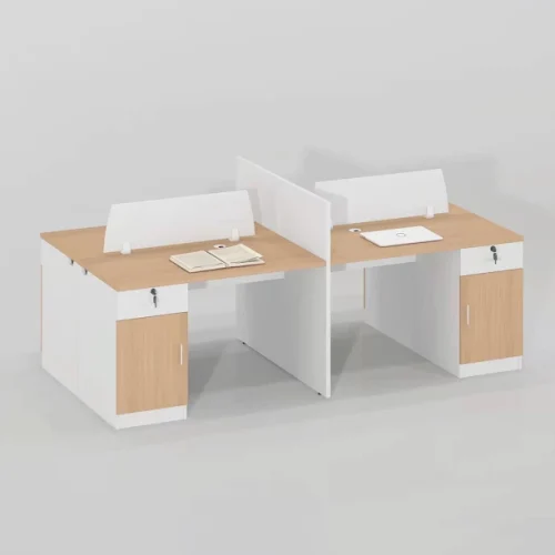 GOF Furniture TC-12524-4 Workstation Office Table – OAK, White