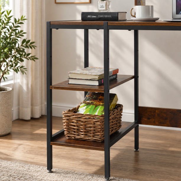 Golden Star 120 × 50cm computer desk with monitor height rack and double-layer side shelf equipped with metal frame suitable for office home and apartment use for office and study purposes Multipurpose Table – Burningwood - Image 5