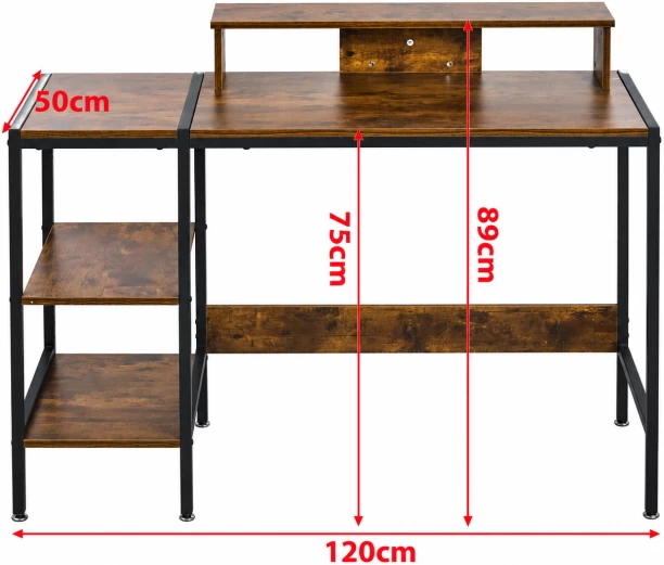 ArtisanFurnitureWarehouse Furniture 120 × 50cm computer desk with multiple storage and display shelves industrial wooden writing desk with metal frame suitable for offices homes and apartments for office and study purposes Multipurpose Table – Burningwood - Image 5