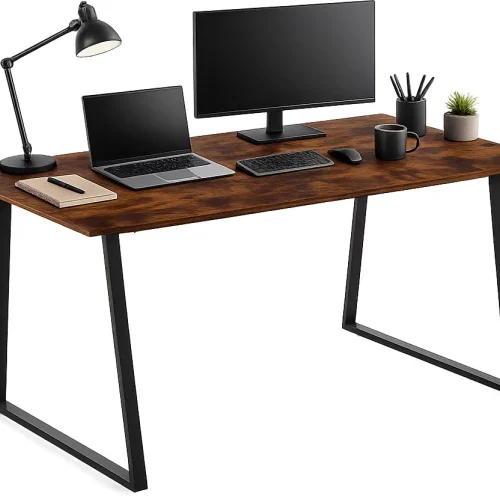 Artisan Furniture Warehouse 120×70×74 cm Industrial-Style Metal-Frame Home Office Computer Desk with Adjustable Feet Ideal for Studying in Bedrooms Home Offices and Study Rooms Multipurpose Table – BurningWood