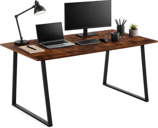 Artisan Furniture Warehouse 120×70×74 cm Industrial-Style Metal-Frame Home Office Computer Desk with Adjustable Feet Ideal for Studying in Bedrooms Home Offices and Study Rooms Multipurpose Table – BurningWood