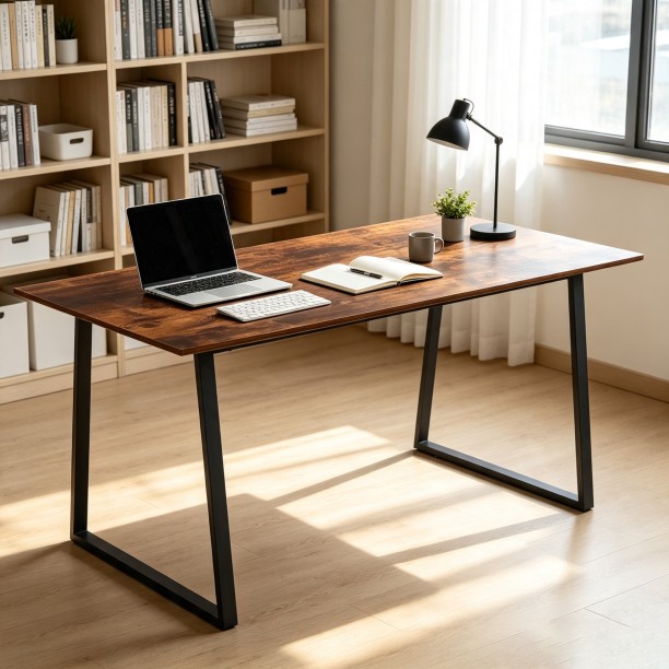 Artisan Furniture Warehouse 120×70×74 cm Industrial-Style Metal-Frame Home Office Computer Desk with Adjustable Feet Ideal for Studying in Bedrooms Home Offices and Study Rooms Multipurpose Table – BurningWood - Image 7