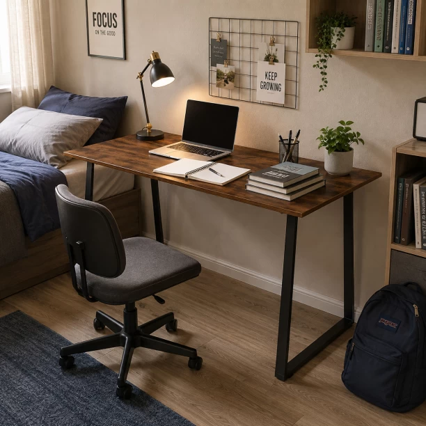 Artisan Furniture Warehouse 120×70×74 cm Industrial-Style Metal-Frame Home Office Computer Desk with Adjustable Feet Ideal for Studying in Bedrooms Home Offices and Study Rooms Multipurpose Table – BurningWood - Image 2