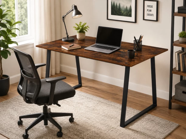 Golden Star Africa Home office computer desk with a sturdy metal frame and adjustable feet suitable for bedrooms living rooms home offices and study rooms 120×70×74 cm Multipurpose Table – BurningWood - Image 3
