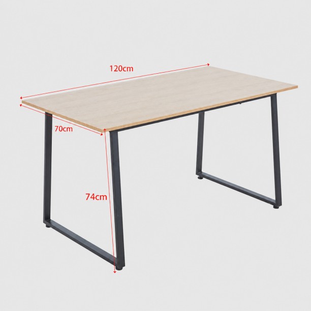 Golden Star Africa Light oak computer desk measuring 120 × 70 × 74cm with a sturdy and durable U-shaped black metal frame suitable for home office desks in bedrooms apartments and offices Multipurpose Table – grey wood - Image 6