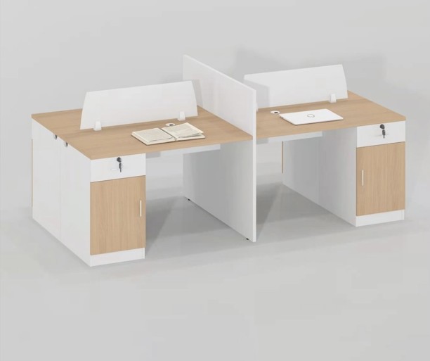 Merge 4 Seater Work Station TC-12524 Office Table – Oak, White - Image 2