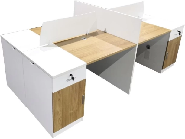 Merge 4 Seater Work Station TC-12524 Office Table – Oak, White