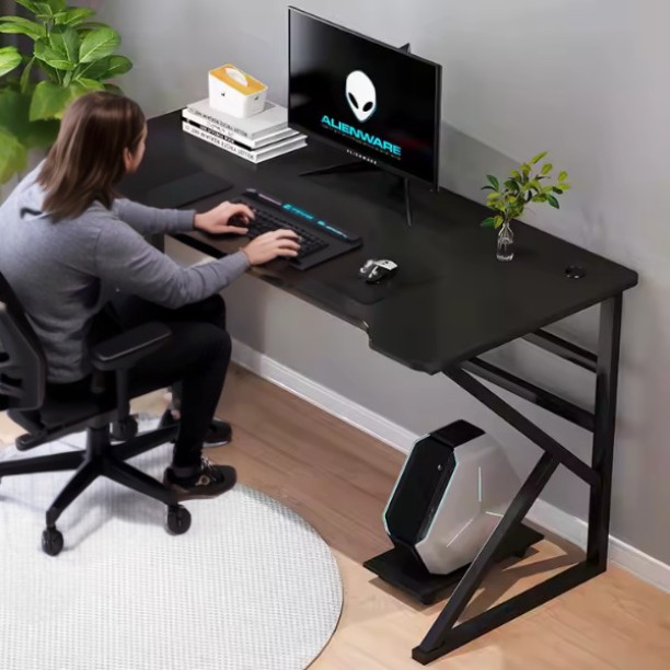 innolife Ergonomic Gaming Computer Desk – 120cm Workstation with Cable Hole & Steel Frame Multipurpose Table – Black - Image 3