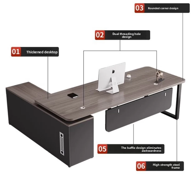 HOD Executive Horizon 1.8m L-Shaped Office Desk Office Table – Oak, Grey - Image 2