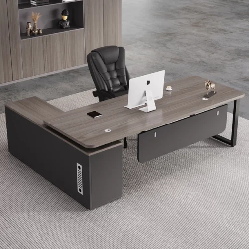 HOD Executive Horizon 1.8m L-Shaped Office Desk Office Table – Oak, Grey