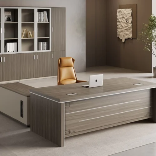 HOD Senior Office 1.8m L-Shaped with Mobile Storage Office Table – Light Brown