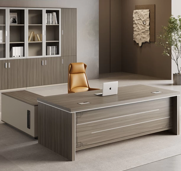 HOD Senior Office 1.8m L-Shaped with Mobile Storage Office Table – Light Brown