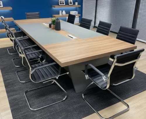 GOF Furniture Aldrich Boardroom Table & Roomly Office Chair Set Conference Table – Walnut, Chair Included