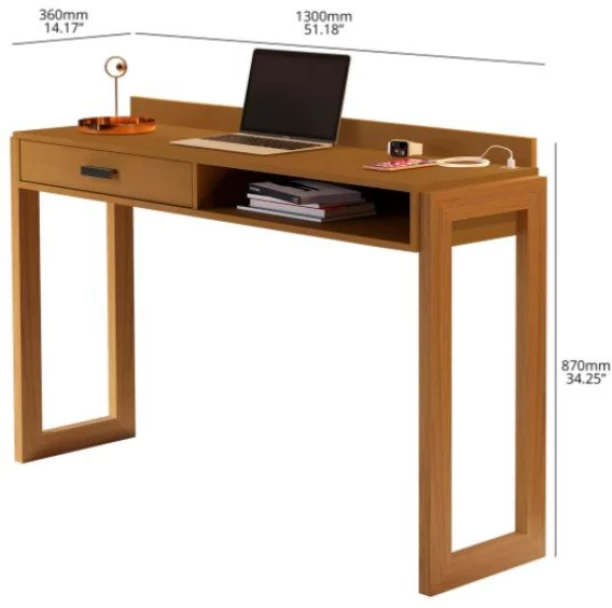 Designer Concepts Escrivaninha Desk With USB Input Multipurpose Table – Brown - Image 4