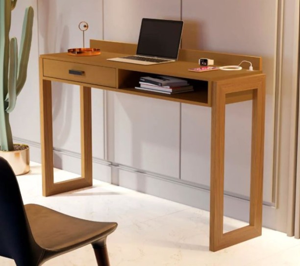 Designer Concepts Escrivaninha Desk With USB Input Multipurpose Table – Brown - Image 7