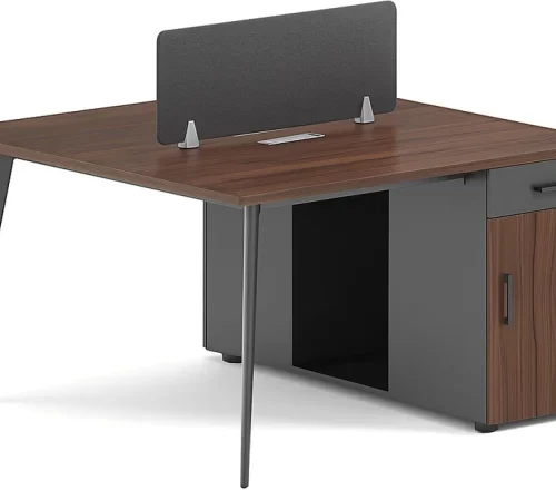 HOD Aspire 1.4m 2 Seater Office Workstation Office Table – Dark Walnut, Charcoal Grey