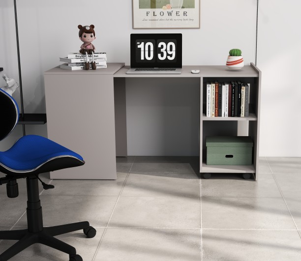 Everfurn Large Retractable Adaptive Desk Office Table – Light Grey - Image 6