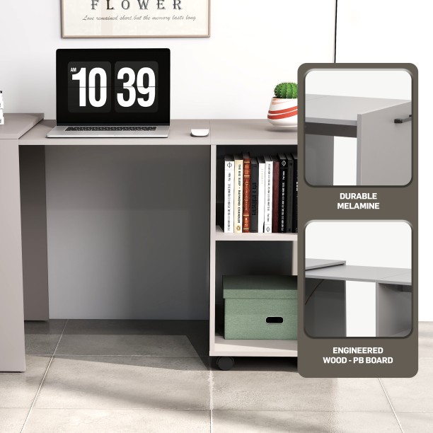 Everfurn Large Retractable Adaptive Desk Office Table – Light Grey - Image 5