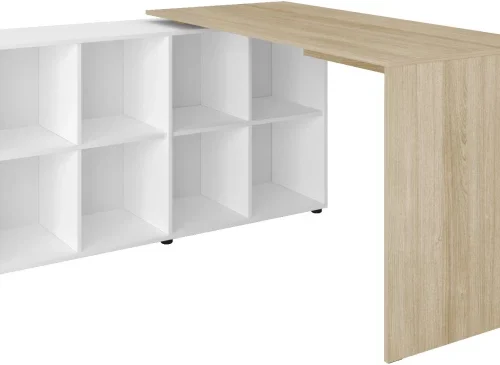 Click Furniture Nero Light Oak-White Office Desk Multipurpose Table