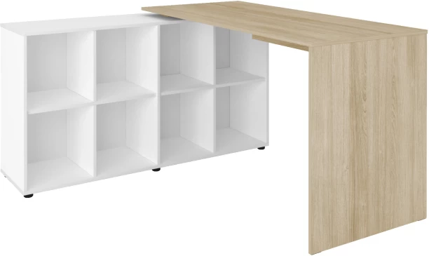 Click Furniture Nero Light Oak-White Office Desk Multipurpose Table