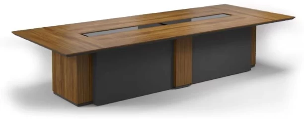 HOD The Meridian Executive 3.2m with Glass Inlay Conference Table – Brown, Grey - Image 2