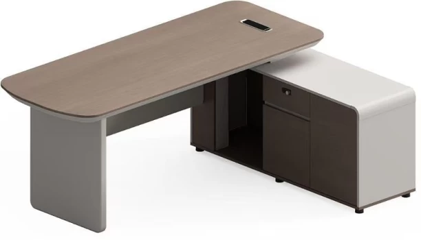 GOF Furniture YG-A160A-D Amelia L-Shaped Office Desk 1600 x 1500 x 750mm Office Table – Almond Grey - Image 2