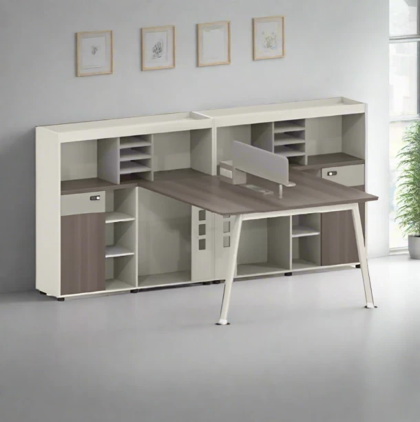 Designer Concepts Kairo Office Desk With Storage Office Table – White/Nature