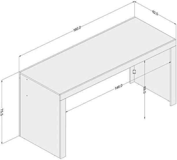 Click Furniture Clean Oak Office Desk Office Table - Image 2
