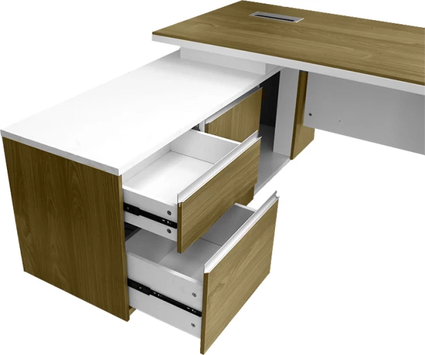 GOF Furniture DF-BT2816 & A993 4× Hover Executive Office Desk + 4× Meridian Office Chair Bundle | 8-Piece Corporate Office Set Office Table – Oak, Chair Included - Image 3