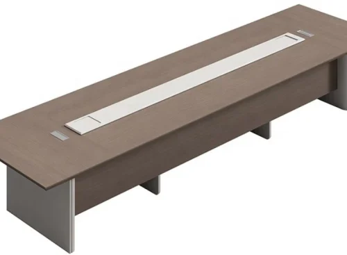 gof furniture K240-6M Quincy Executive Boardroom Table — Almond Grey | 600 × 160 × 75 cm | 20–22 Seater | Dual Cable Management Conference Table
